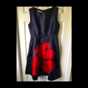 NWT Timeless navy and red rose skater dress.Sz. L.
